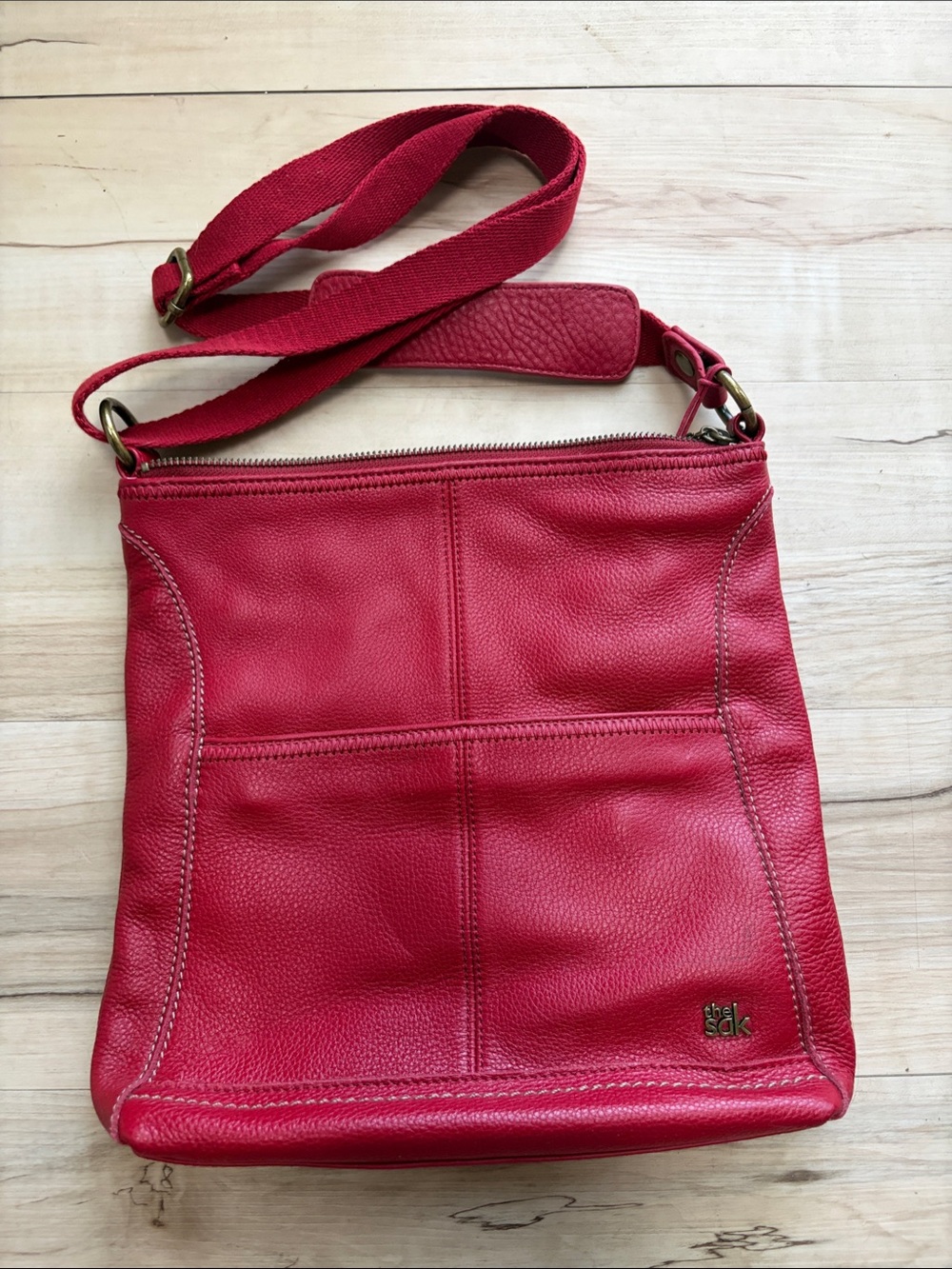 The Sak Red Leather Crossbody Bag with Adjustable Strap - Picture 1 of 9